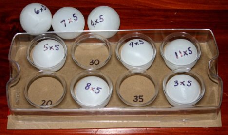ping pong ball egg tray 5 times table