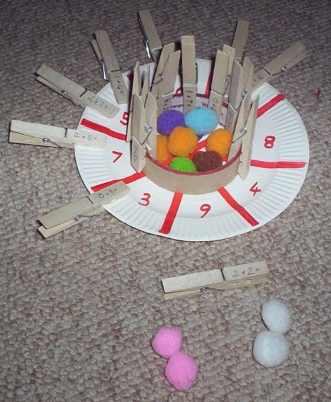 peg & pompom paper plate addition to 10